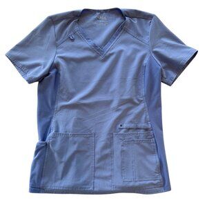 Cherokee Iflex Womens Blue Scrub Top Size M With Pockets Stretch Medical Uniform
